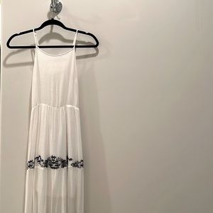 White and blue maxi dress
